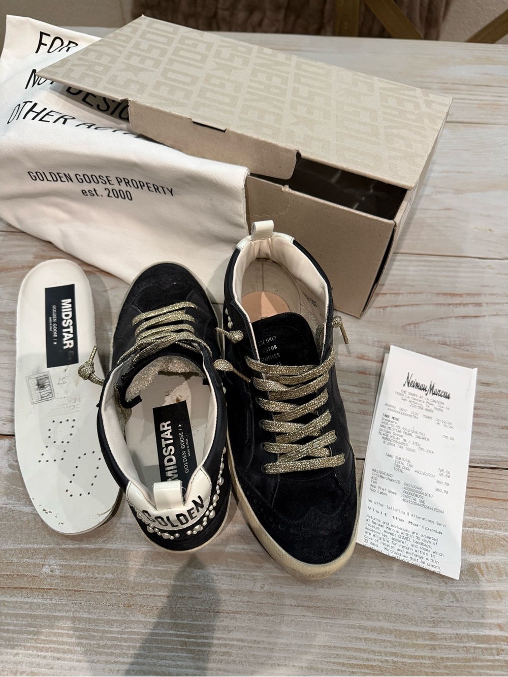 Golden Goose Black and White MIDSTAR Leather Sneaker - Picture 6 of 7